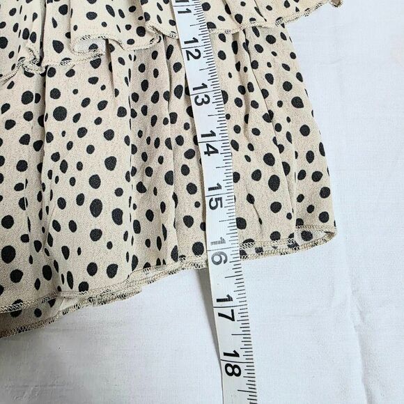 Francesca’s Blue Rain Ivory Polka Dot Ruffle Skirt L - Picture 7 of 9
